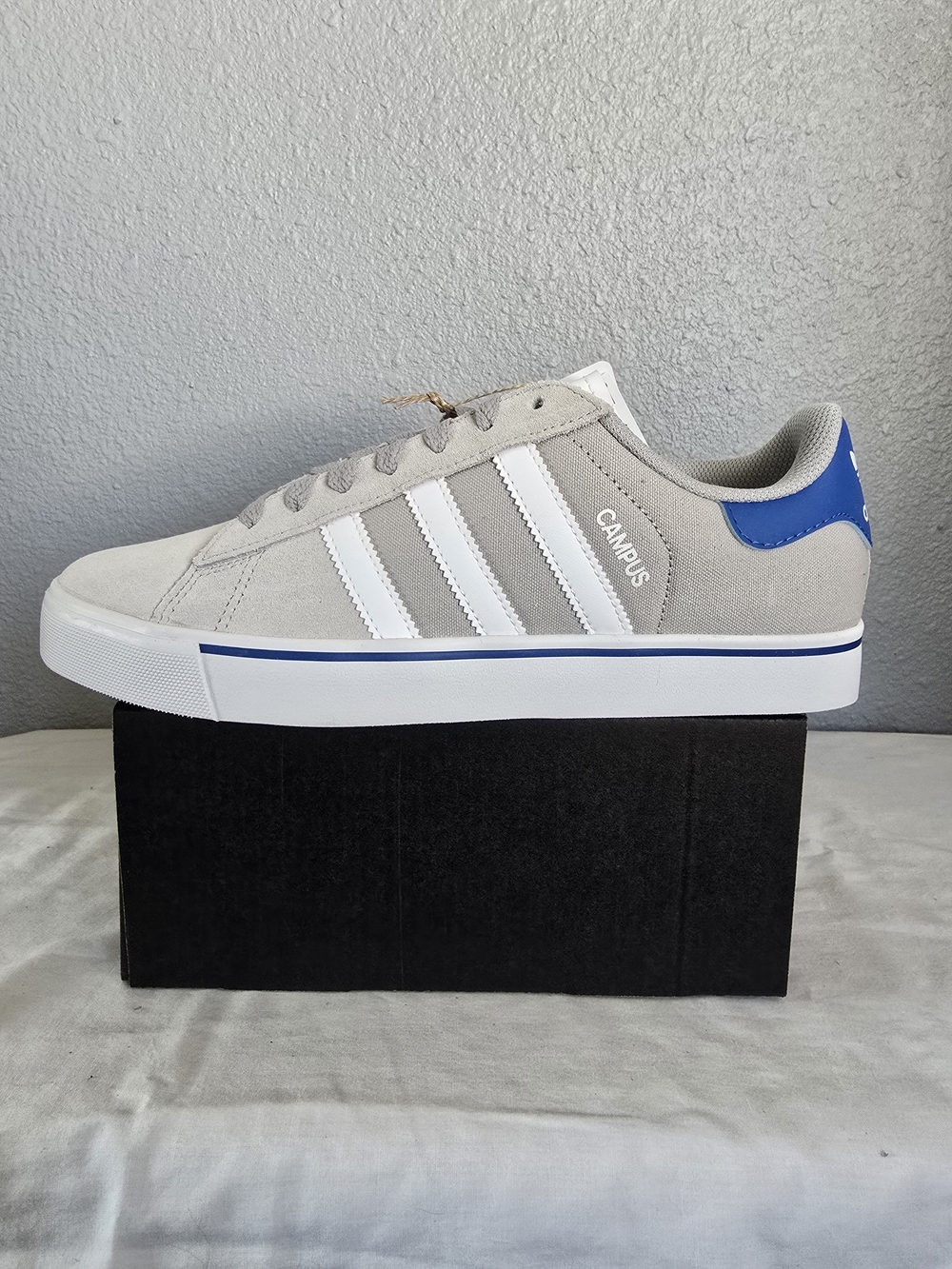 Vadidas Campus Vulc Suede & Canvas Sneaker - Gray/White/Blue